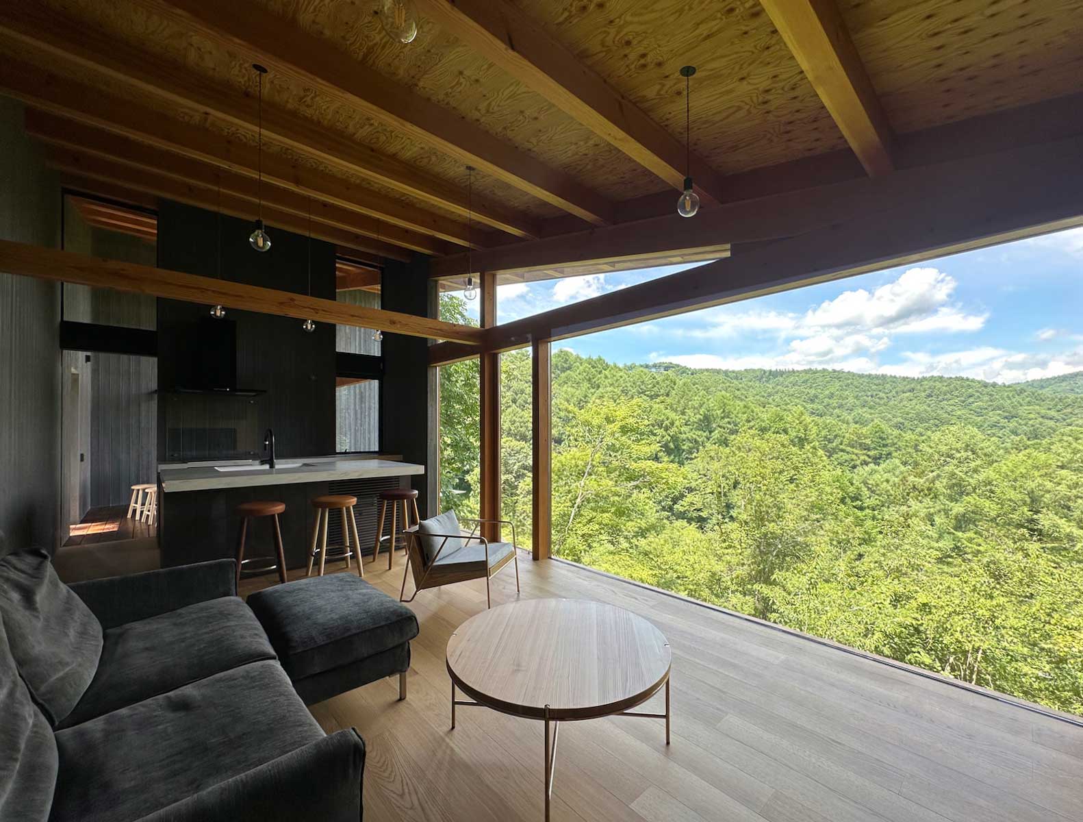 軽群馬県太田市の設計事務所がつくる軽井沢町別荘のリビング